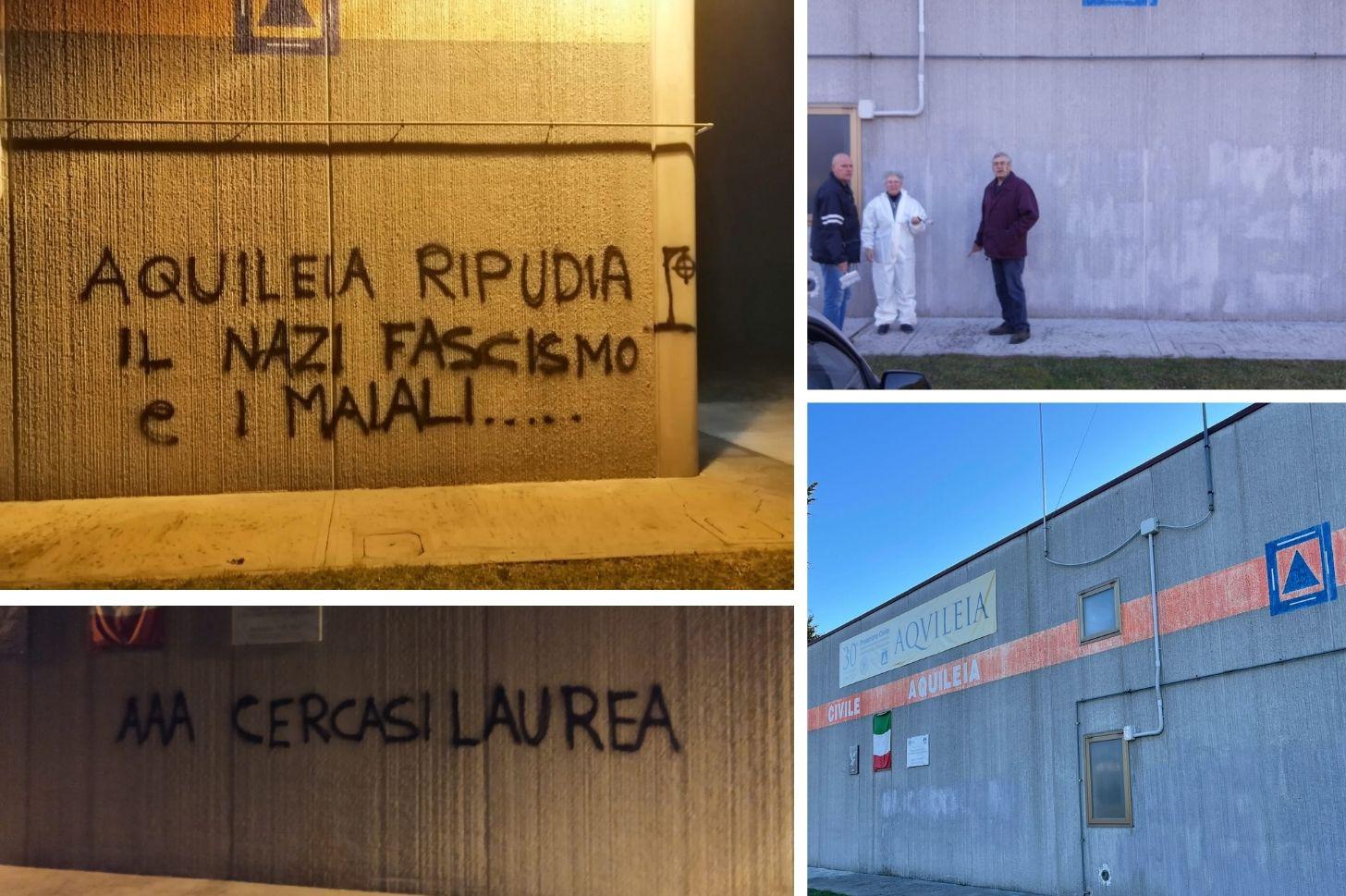 Aquileia, sede della Protezione civile imbrattata dai vandali